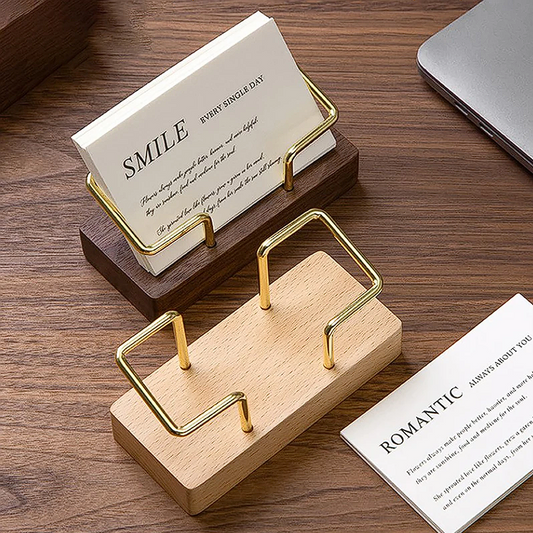 Wood & Metal Business Card Holder